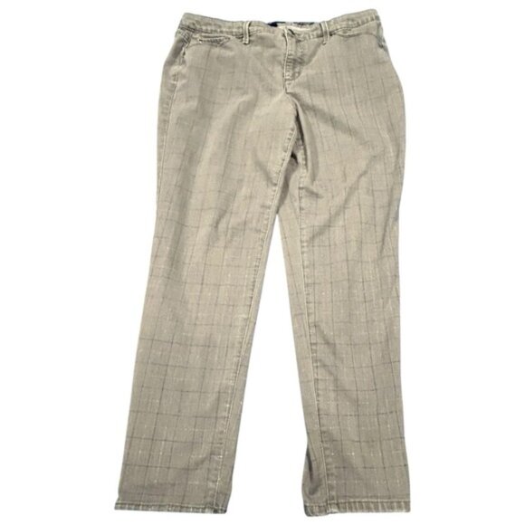 Charter Club Bristol Skinny Ankle Jeans Grey Plaid Pattern Size 16 - Picture 1 of 6